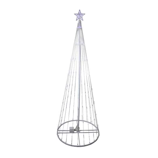 9ft. Pre-Lit Show Cone Christmas Tree Outdoor Decoration, Pure White LED Lights